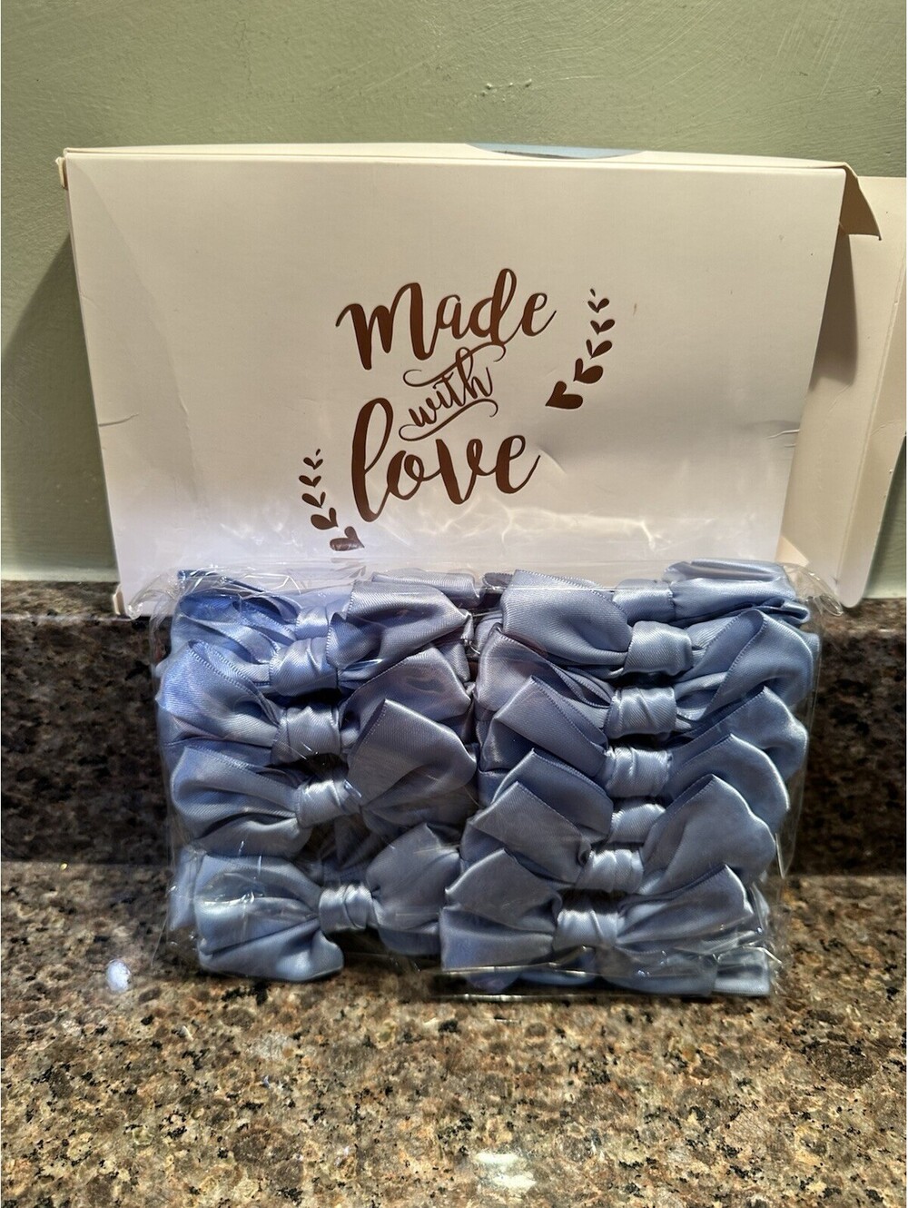 Light Blue Satin Ribbon Bows, Small Lot of 20 Perfect for Crafts, Favors NEW